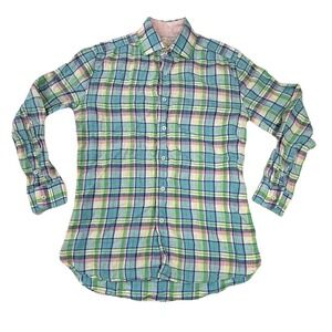 Lily Pulitzer Men's‎ Stuff Wyeth Shirt 100% Linen Pastel Plaid Size Medium